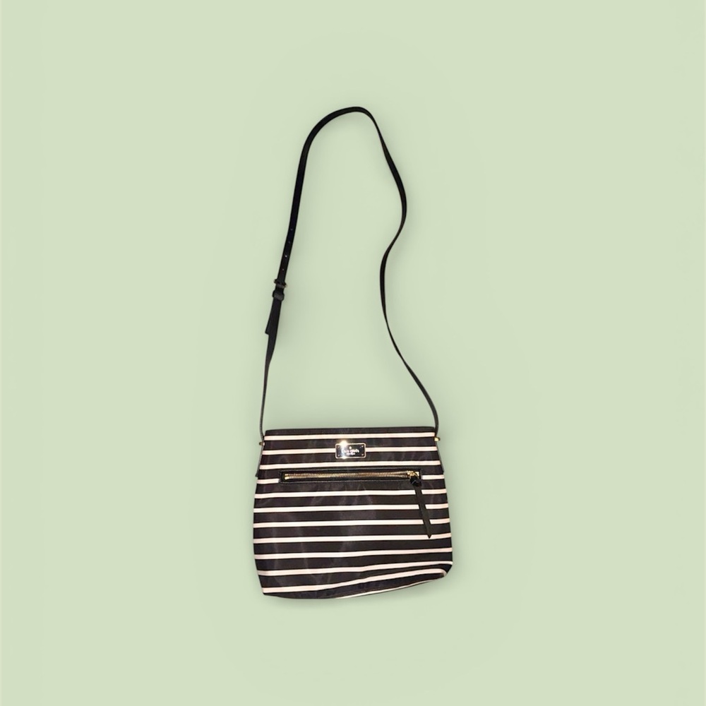 Kate Spade Black and White Striped Crossbody Bag